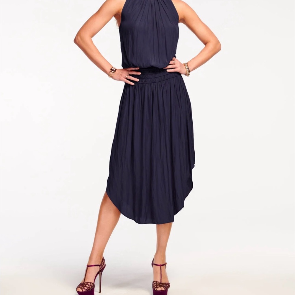 Elegant Navy Halter Dress
